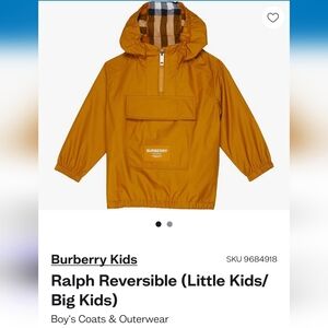 Burberry Kids Mustard Reversible Jacket